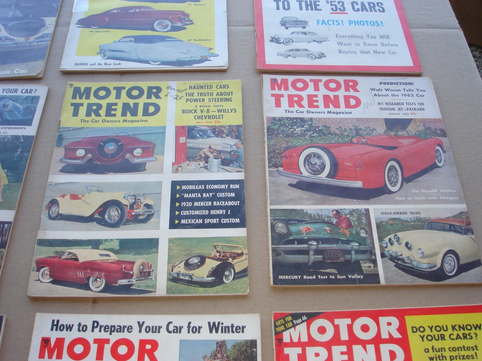 Lot of 12 VINTAGE 1953 MOTOR TREND CAR MAGAZINE Complete Year Chevy Ford Mopar