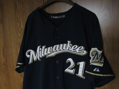 ZACH BRADDOCK 2011 Milwaukee Brewers game used baseball jersey 48 MLB Majestic