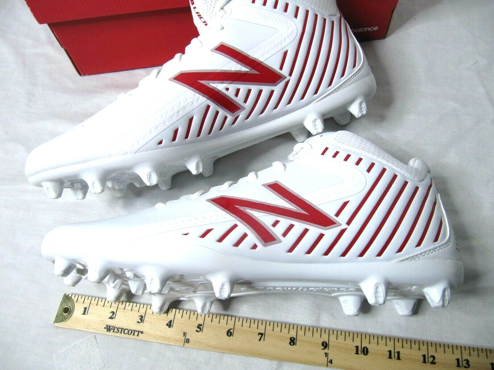 New Balance Rush Mid Mens 14 Lacrosse Cleats Red & White stripes bjgbf3513 jjk