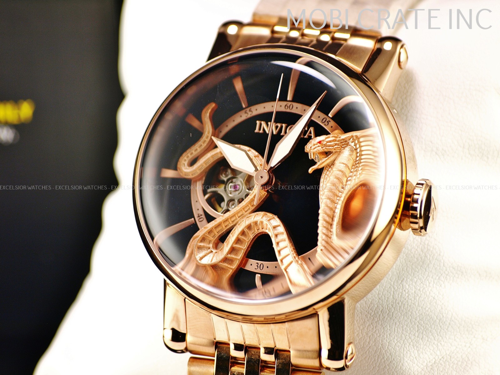 NEW INVICTA VINTAGE ROSE GOLD COBRA NH38A AUTOMATIC TOP HAT