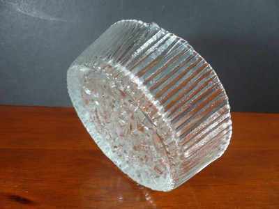 Clear Glass Ribbed Icicle Candy Nut Bowl / Candle Holder