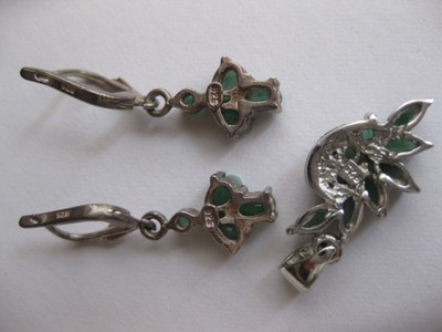 MODERN 825 SILVER CHRYSOPRASE EARRINGS AND PENDANT SET