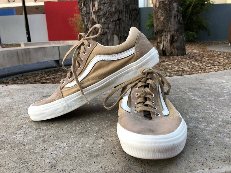 camel suede vans