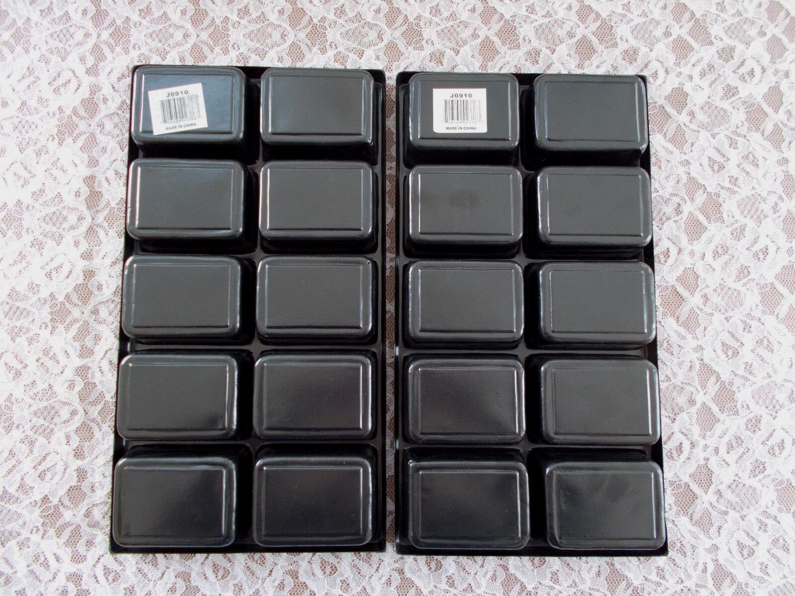 Plastic Organizer Trays For Jewelry, Crafts, Etc. Set of 2 Black 10 Compartments
