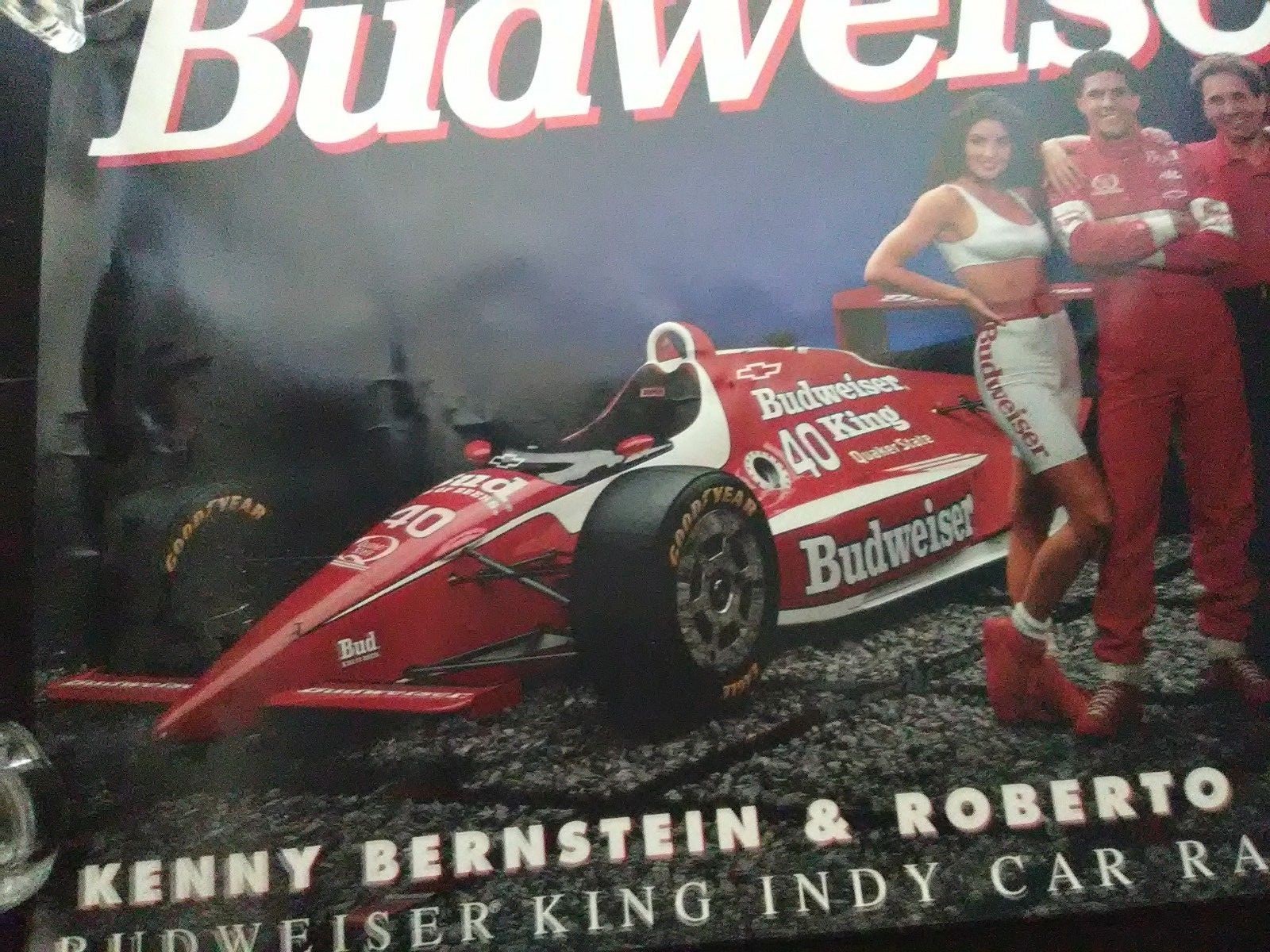Budweiser Indy car racing Poster Bernstein And Guerrero vintage collectable 1993
