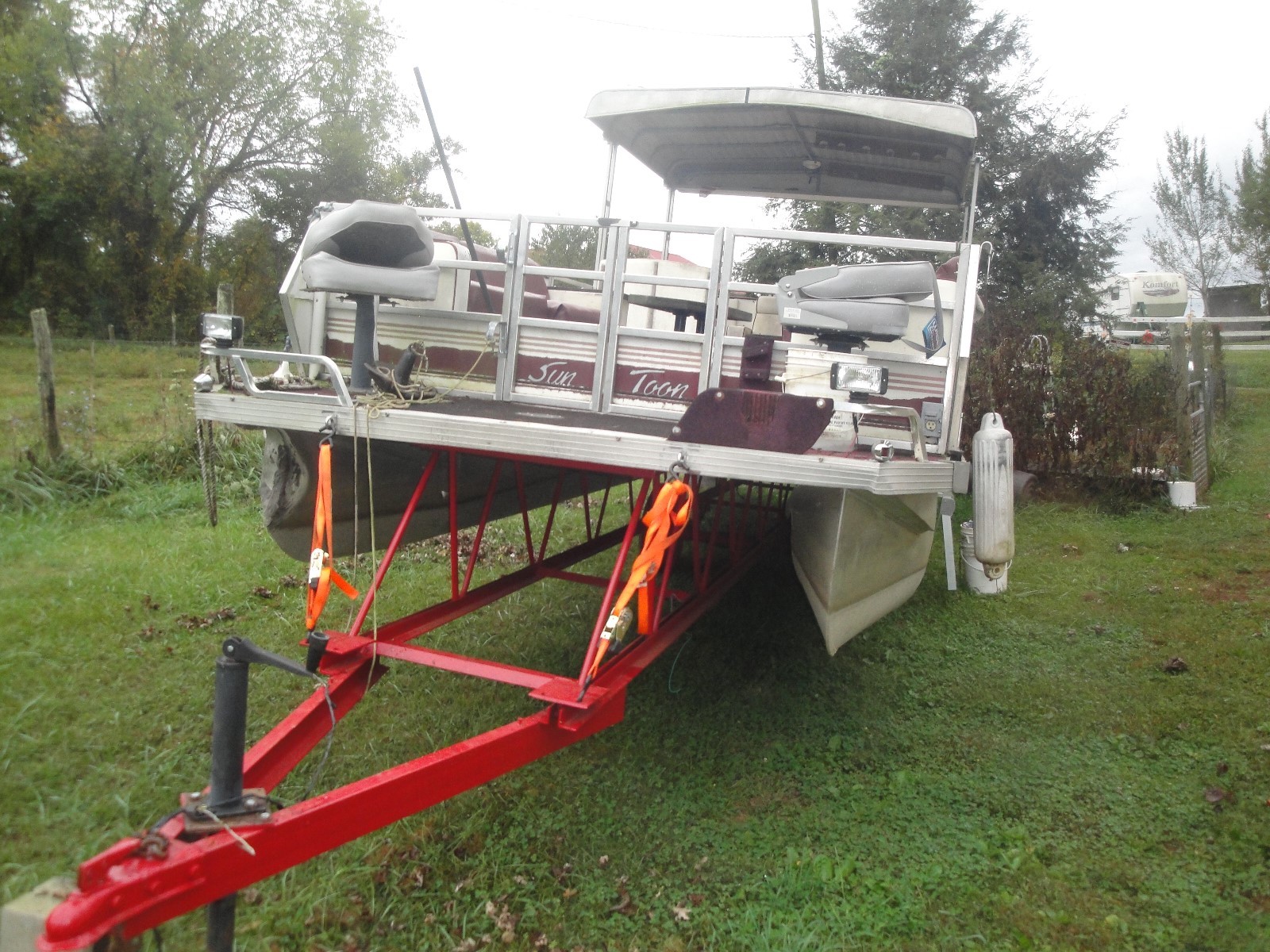 24` pontoon boat with heavy duty homemade trailer