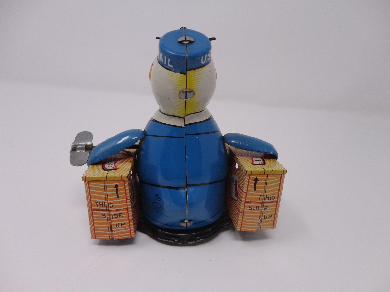 Vintage 1950s TPS Japan Tin Toy Wind Up Mailman Mail Duck