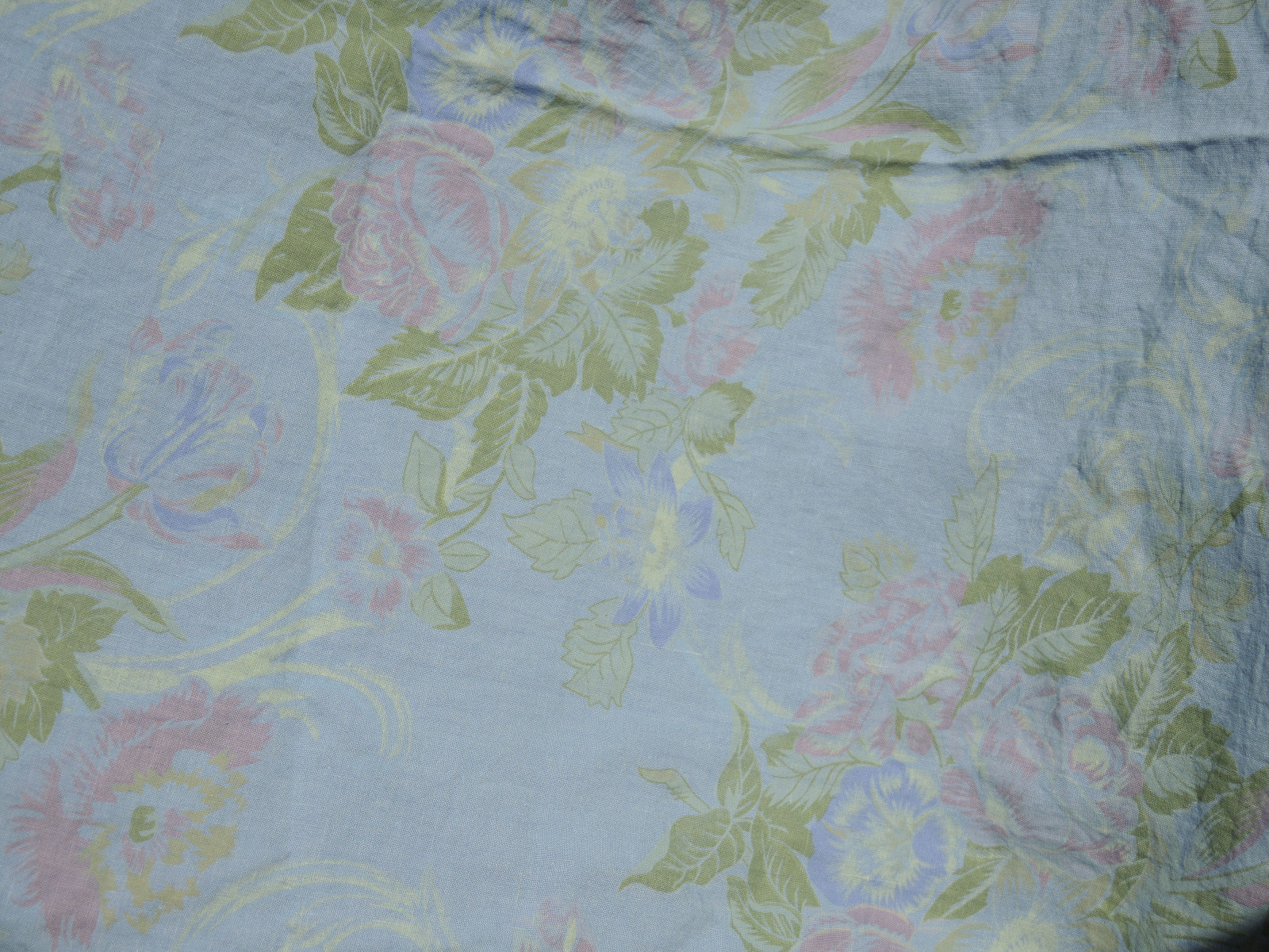 NEW Bella Notte Floral Linen Fabric Blue Violet Green - 3.5 Yards (W:56”)