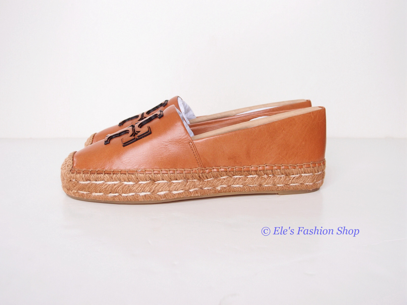 Pre-owned Tory Burch Ines Platform Leather Espadrille Tan Us 7 7.5 8 8.5 9 9.5 10.5 In Brown