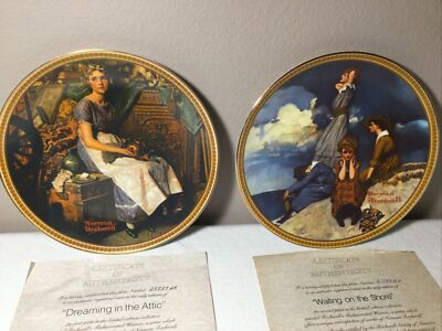 Norman Rockwell- Dreaming In The Attic  &  Waiting On The Shore  Knowles (T 31)