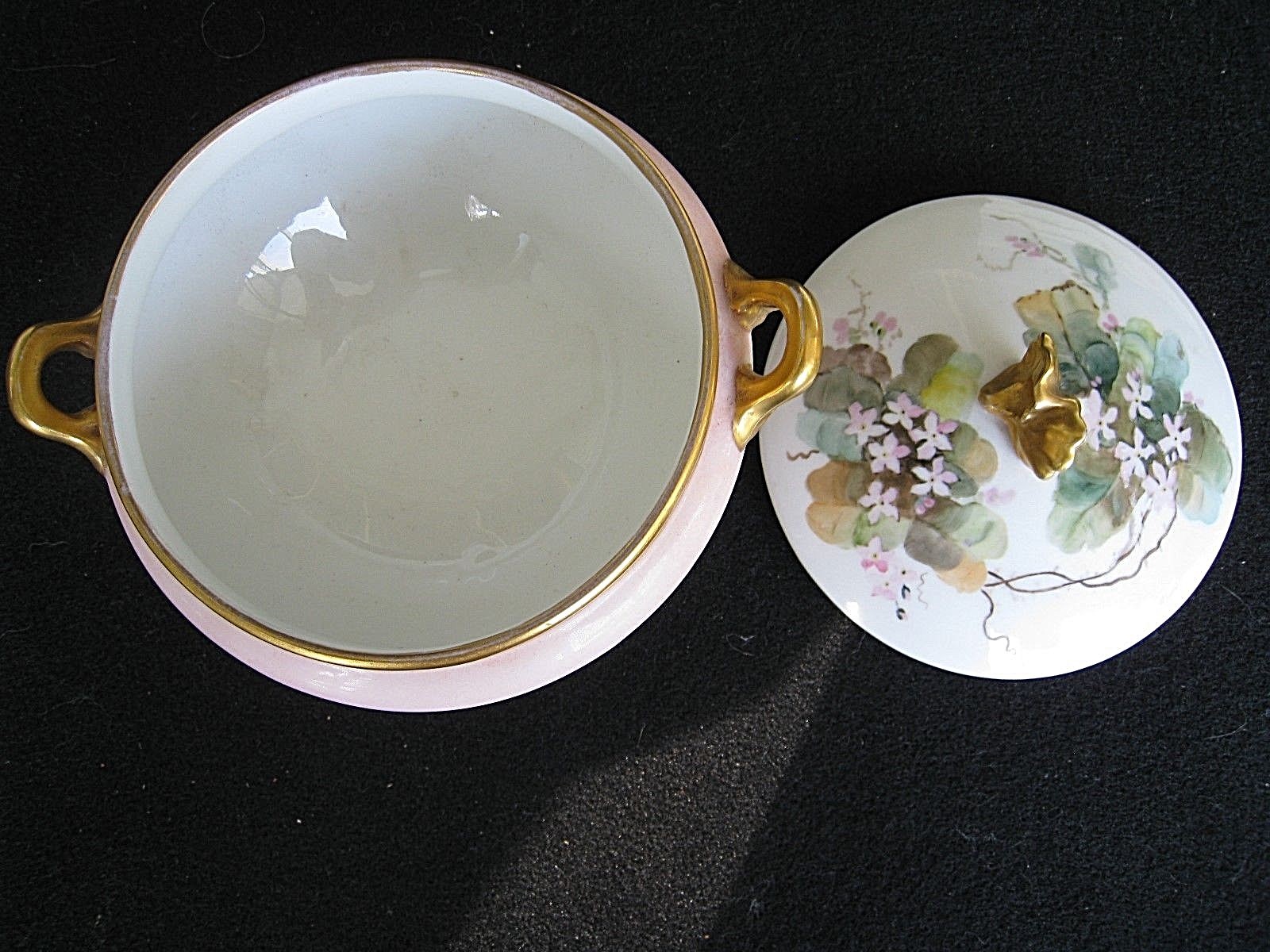 GOA France ...Limoges....Antique Powder Dish.. 3- Footed...signed and dated 1913