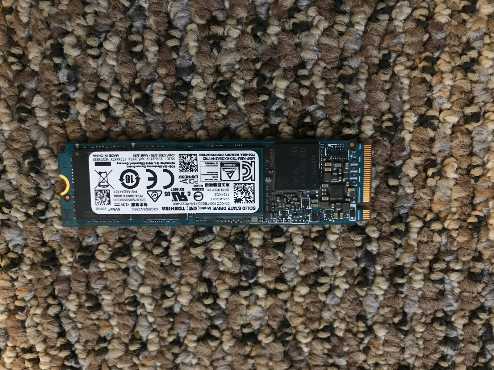 KXG50ZNV256G Toshiba 256gb M.2 2280 Pci Express 3.0 X4 Nvme