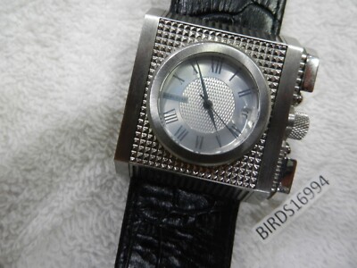 RARE! Marc Ecko Men's E15093G1 The Wall Street Leather HEAVY Watch NEW BATTERY