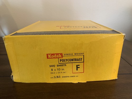 Vintage Kodak Photo Paper Single Weight Polycontrast F 8x10in 500Sheets EXP 1963