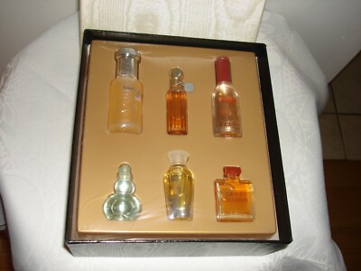 Vintage Collectible Unique New Sealed 6 Pc Mini Bottles Men's Fragrances Box  