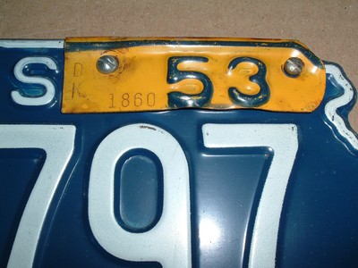 1953 Kansas License Plate DK-2797 Dickinson County Car Tag State Map Shape