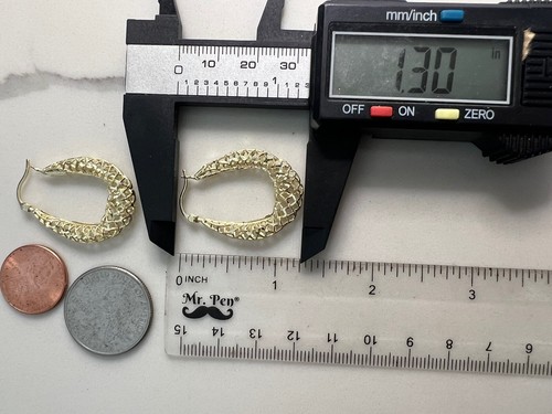 Pre-owned Handmade Gold Oval Turkish Earring 10k Solid Filigree Long Dangle Solid Gift Her 1.30”