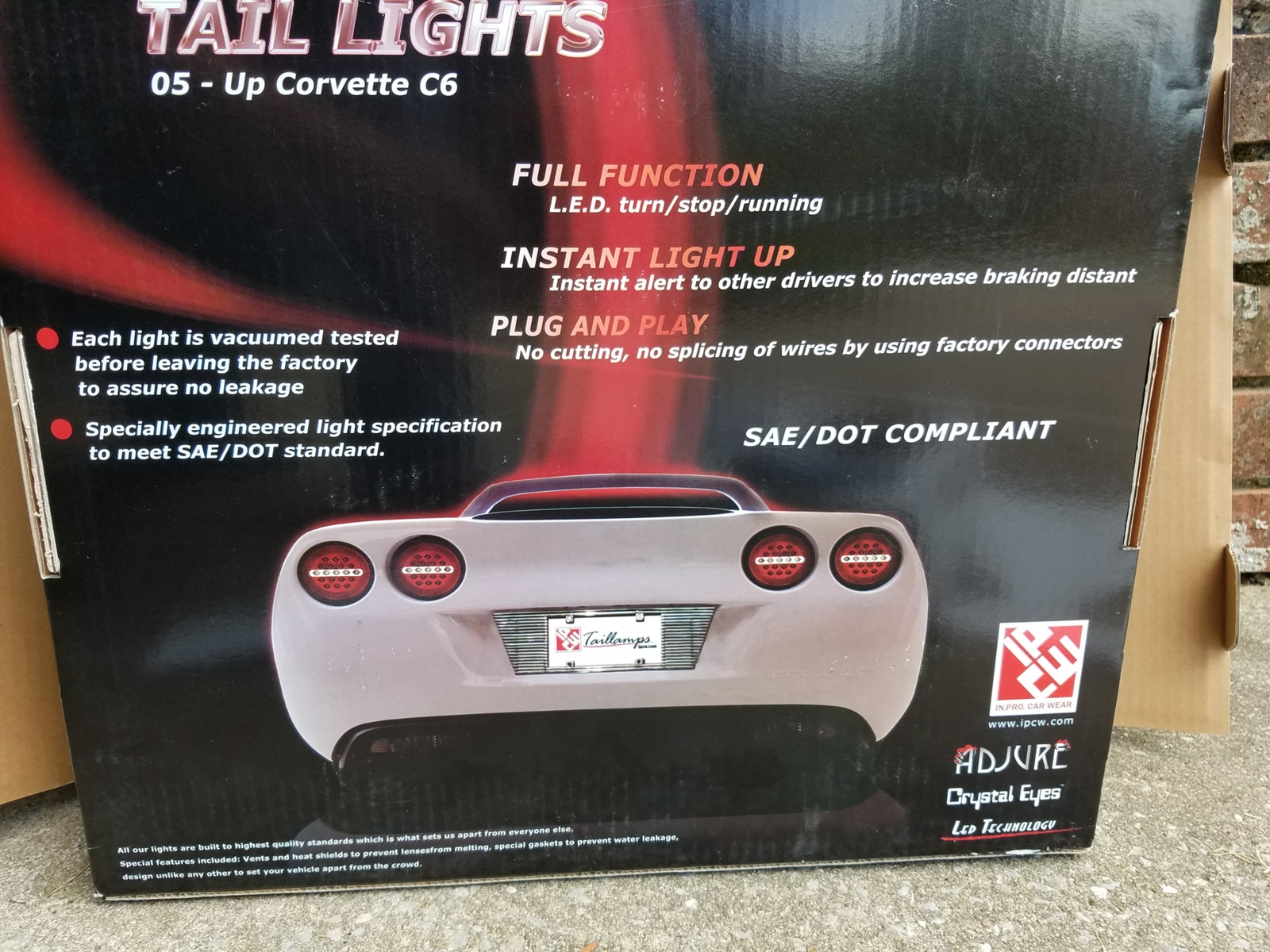 Adjure Midnight Onyx LED Tail Lights Set For 20052013 Chevy Corvette