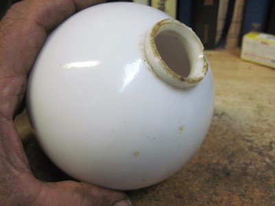 LIGHTING ROD BALL GLOBE antique white glass WEATHER VANE farm barn EARLY 1900'S