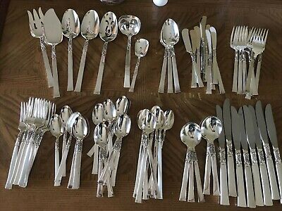 4 Rogers First Love Silver Plated 9-14 Modern Hollow Dinner Knives 1937