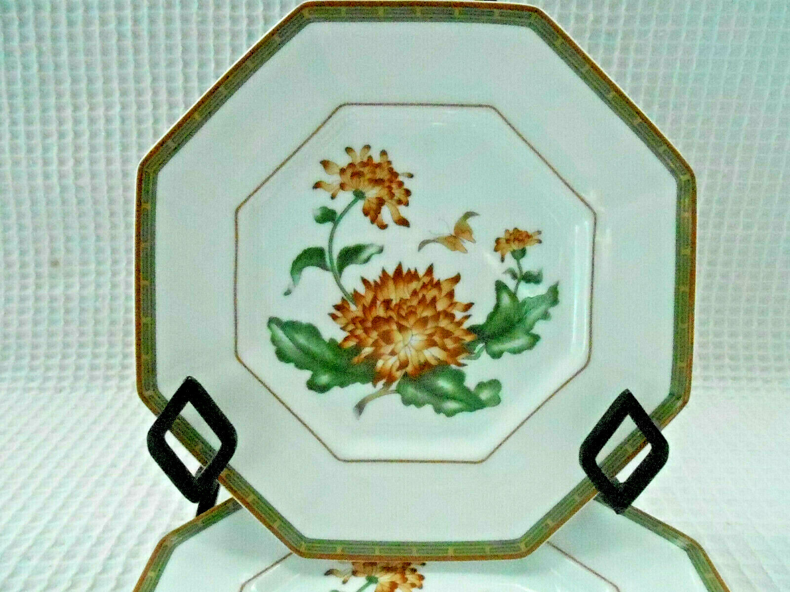 Vintage Fitz and Floyd CHRYSANTHEME Set of 4 Salad Plates 8- Sided Preowned