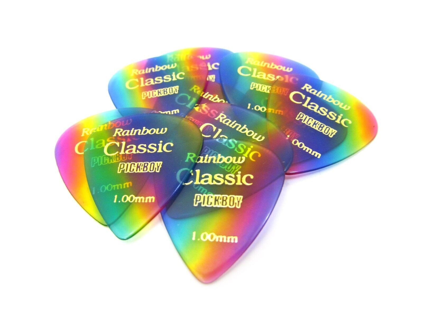 Pickboy Guitar Picks 10 Pack Celluloid Rainbow Colored 1.0mm