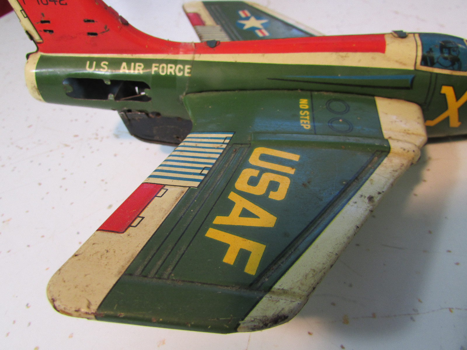 Vintage - Very Rare - Tin Litho X-5 Toy Jet