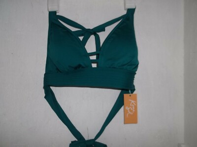 Kona Sol AFK79T Women's Triangle Bikini Top Sea Echo Teal Size M (8-10) New!!!