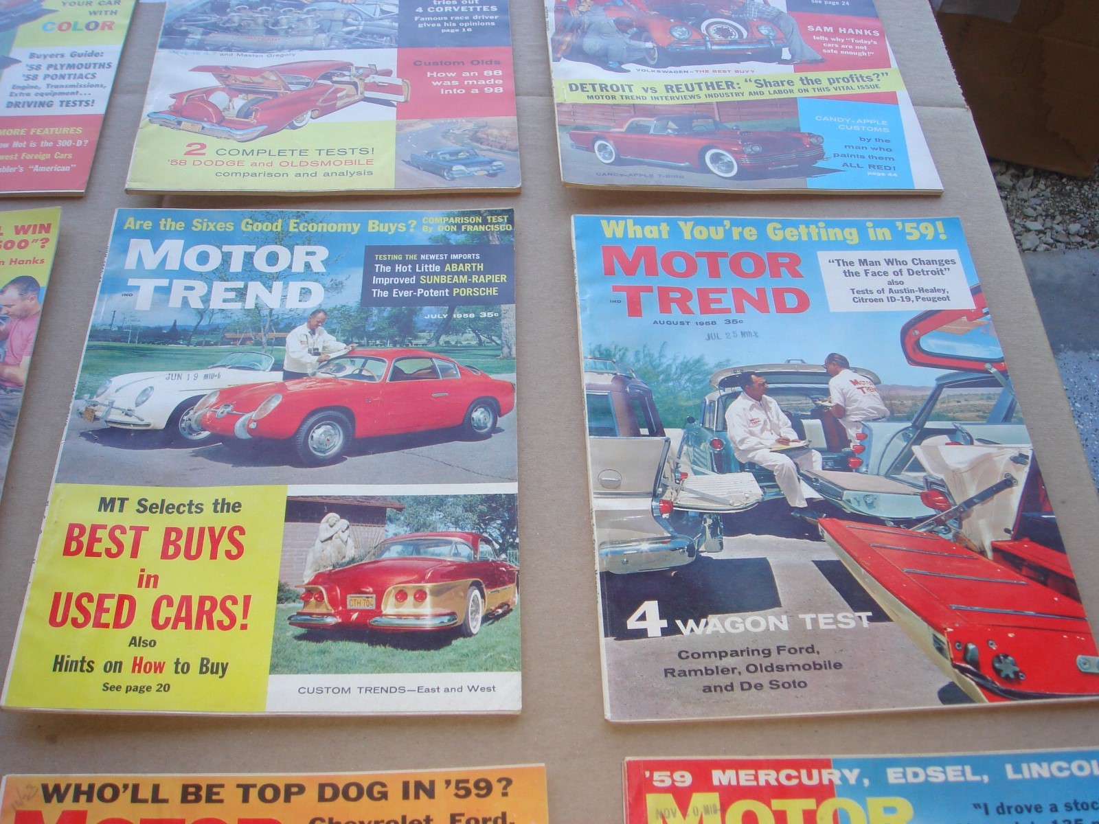 Lot of 12 VINTAGE 1958 MOTOR TREND CAR MAGAZINE Complete Year Chevy Ford Mopar