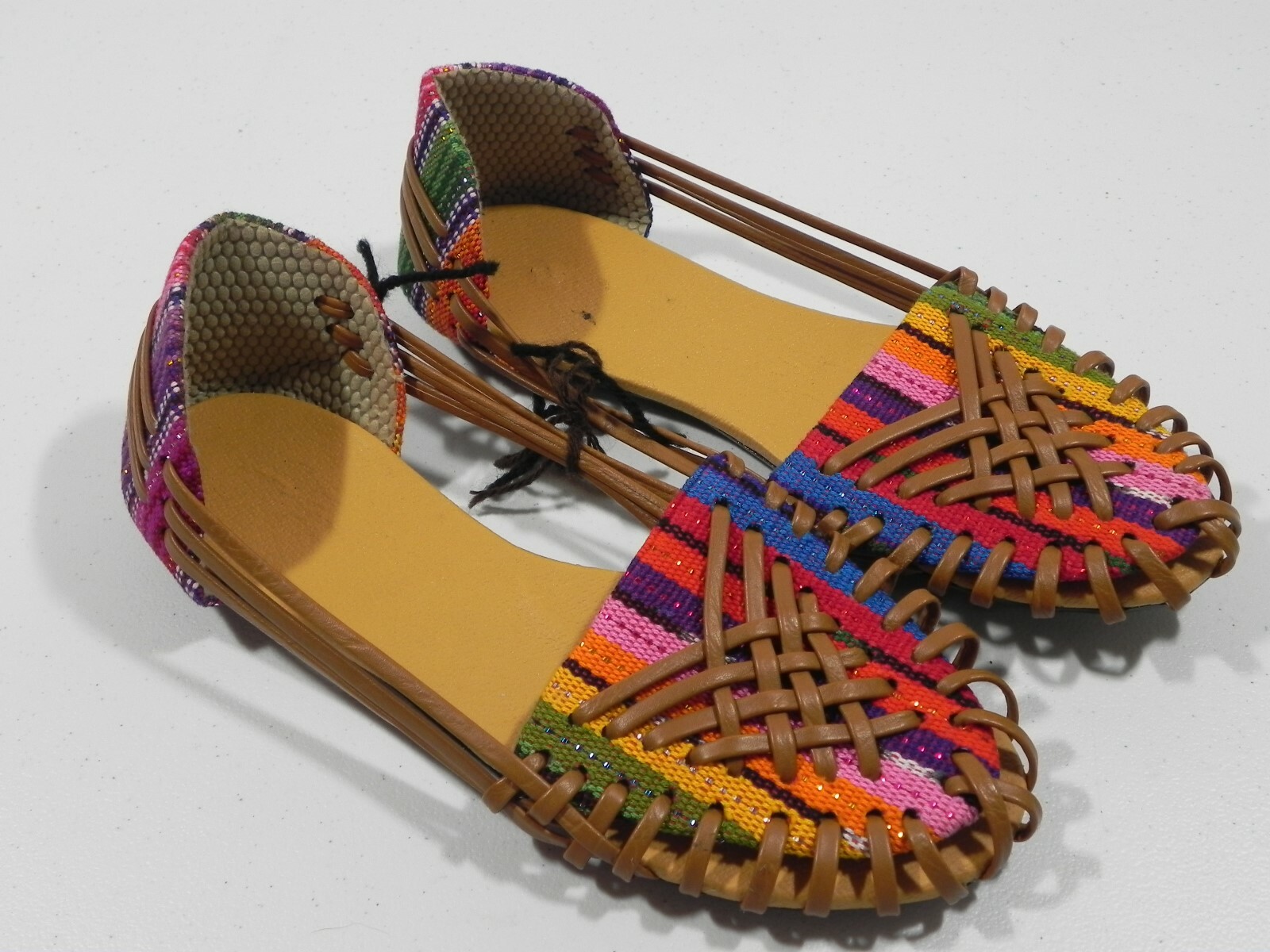 Cussi Women's Leather Cultural Sandal - Multi Color Rainbow