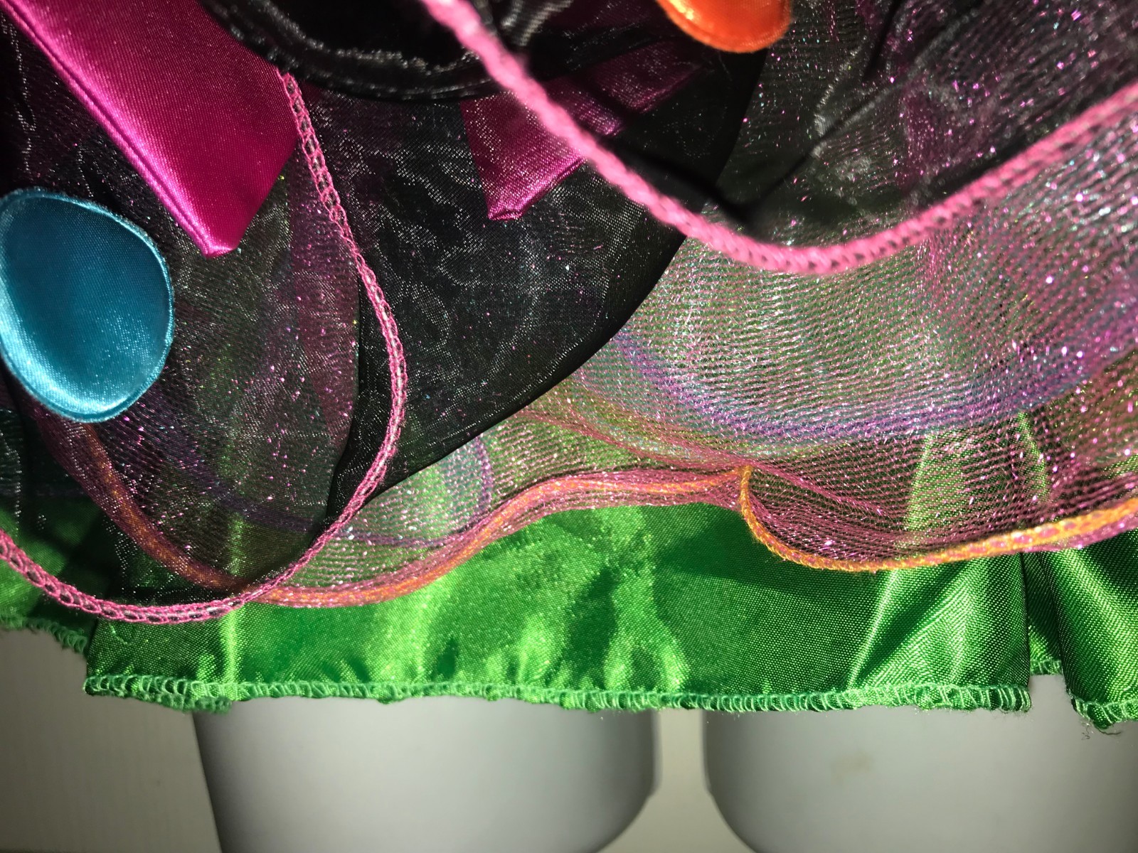 Hello Kitty Bright Multicolor Ruffle Organza Skirt Elastic Waistband Size M 8-10