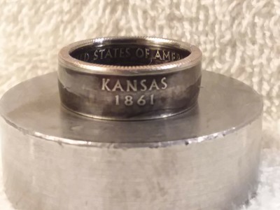 Kansas Handcrafted Washington Quarters coin ring, size 6  2005