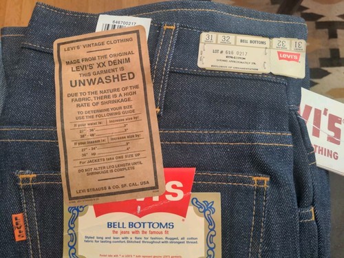 LEVI LVC 646-0217 VTG 1971 DEADSTOCK RIGID Orange Tab Bell LEVI LVC 646-0217 VTG 1971 DEADSTOCK RIGID Orange Tab Bell