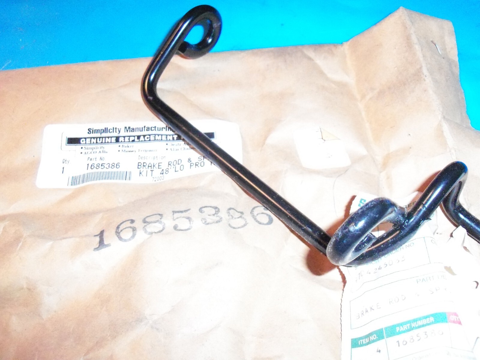 Simplicity 1685386SM Brake Rod & Spring Kit 48” Lo-Pro Mower Simplicity 1685386SM Brake Rod & Spring Kit 48” Lo-Pro Mower