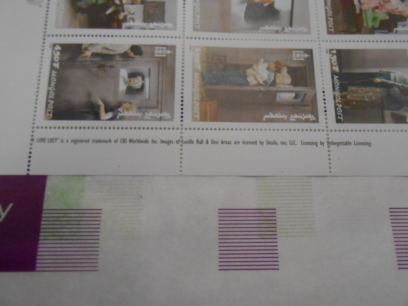 Vintage I Love Lucy Mongolpost Stamp Sheet Lucille Ball Rare