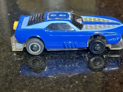Tyco Mustang Funny Car Blue/Chrome #8 TCR Slot Car (Parts Car)