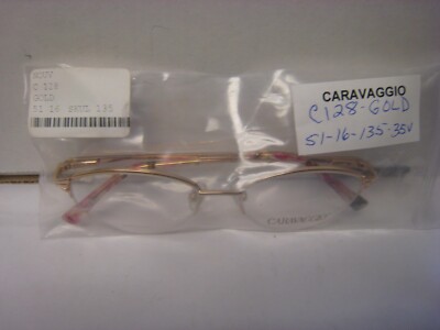 CARAVAGGIO EYEGLASS FRAMES Style C128 in GOLD  Sz. 51-16-135-35v   Free  CASE