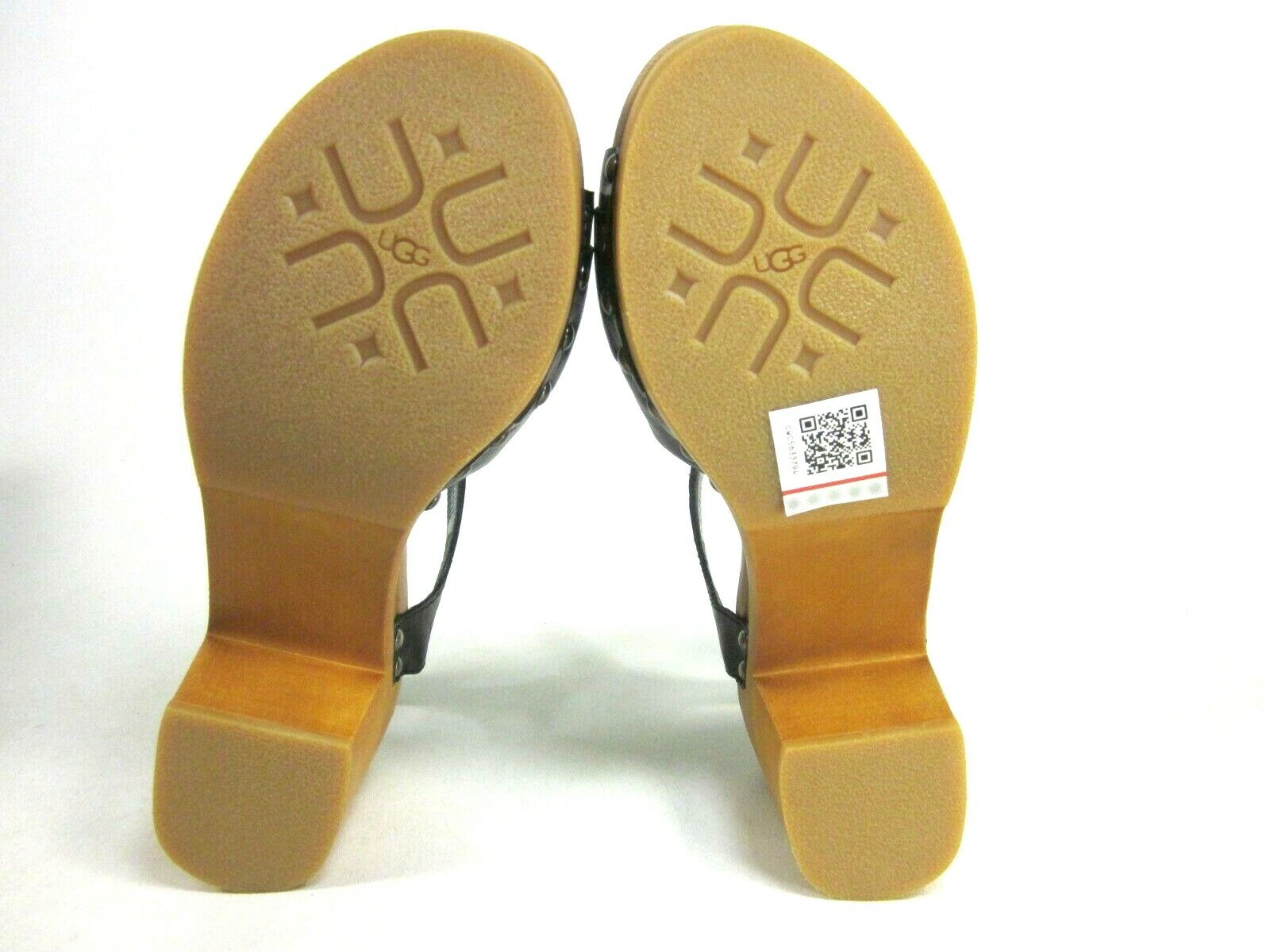 Pre-owned Ugg Australia Women's Janie Heel Sandals,black,us Size 7,eur 38 M,new In Box