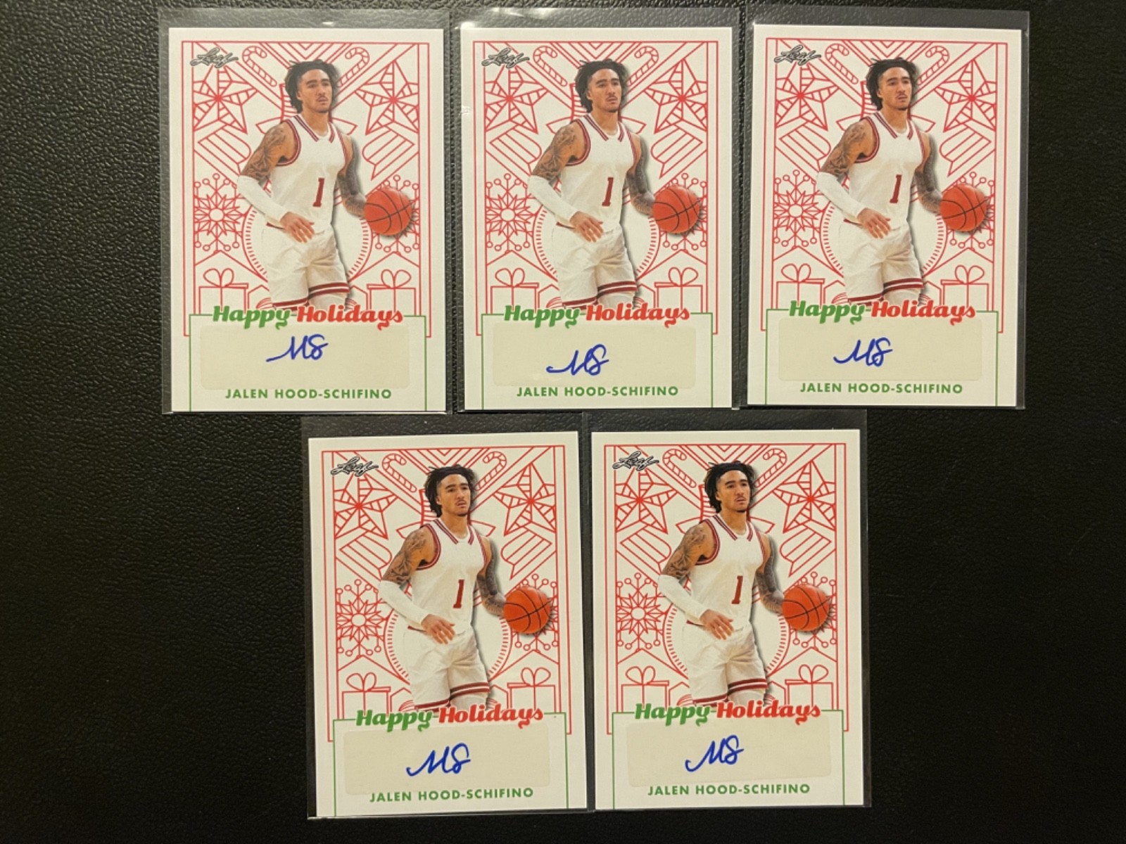 2023 Leaf Happy Holidays Jalen Hood-Schifino Autograph RC Rookie Lot Of 5 #21