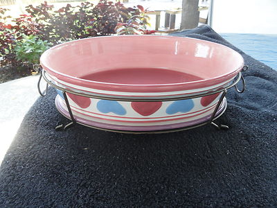 Temp-Tations Caring Is Sharing Hearts Trivet Wire Rack Oval Baker/Serving Dish