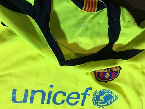 Men's Nike 2005/06 FC Barcelona Jersey Green Yellow Soccer Sz XL Messi Ronaldinh