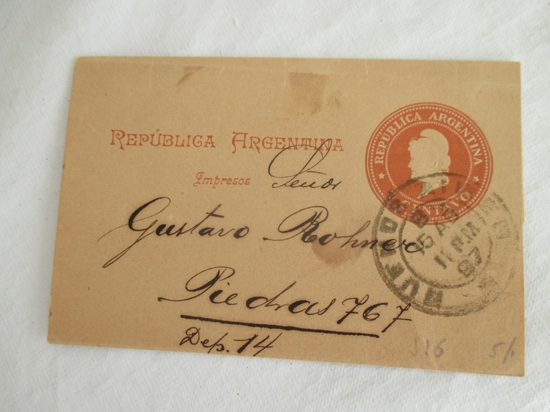 Entier Postal Carte Lettre Pli Argentine 1897