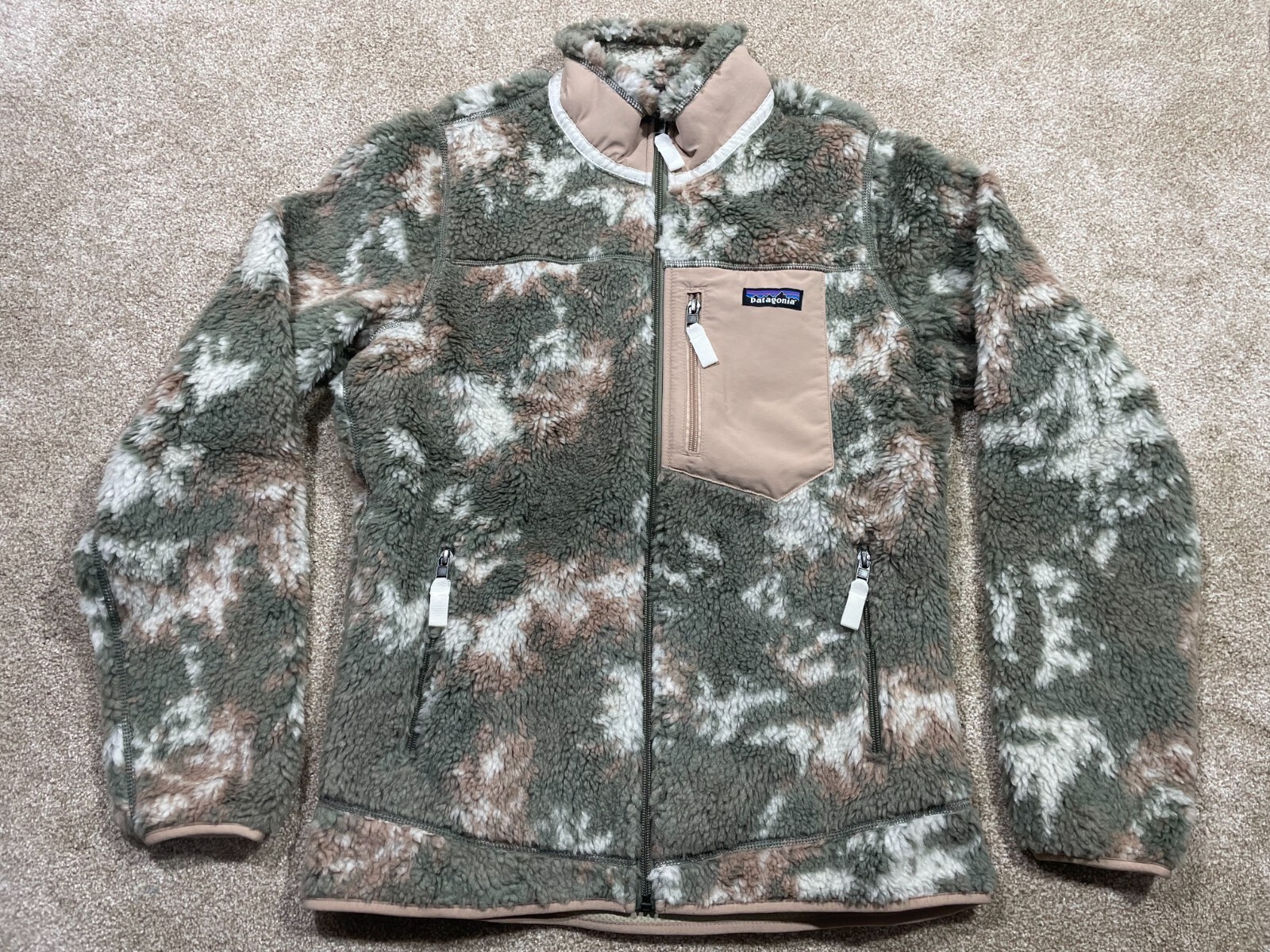 Pre-owned Patagonia Classic Women's Retro-x Full Zip Fleece Jacket Medium Snow Pine Green
