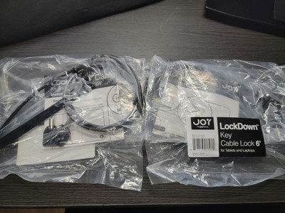 Joy Factory LockDown Key Cable Lock 6' for Tablets and Laptops Set of 2 NEW