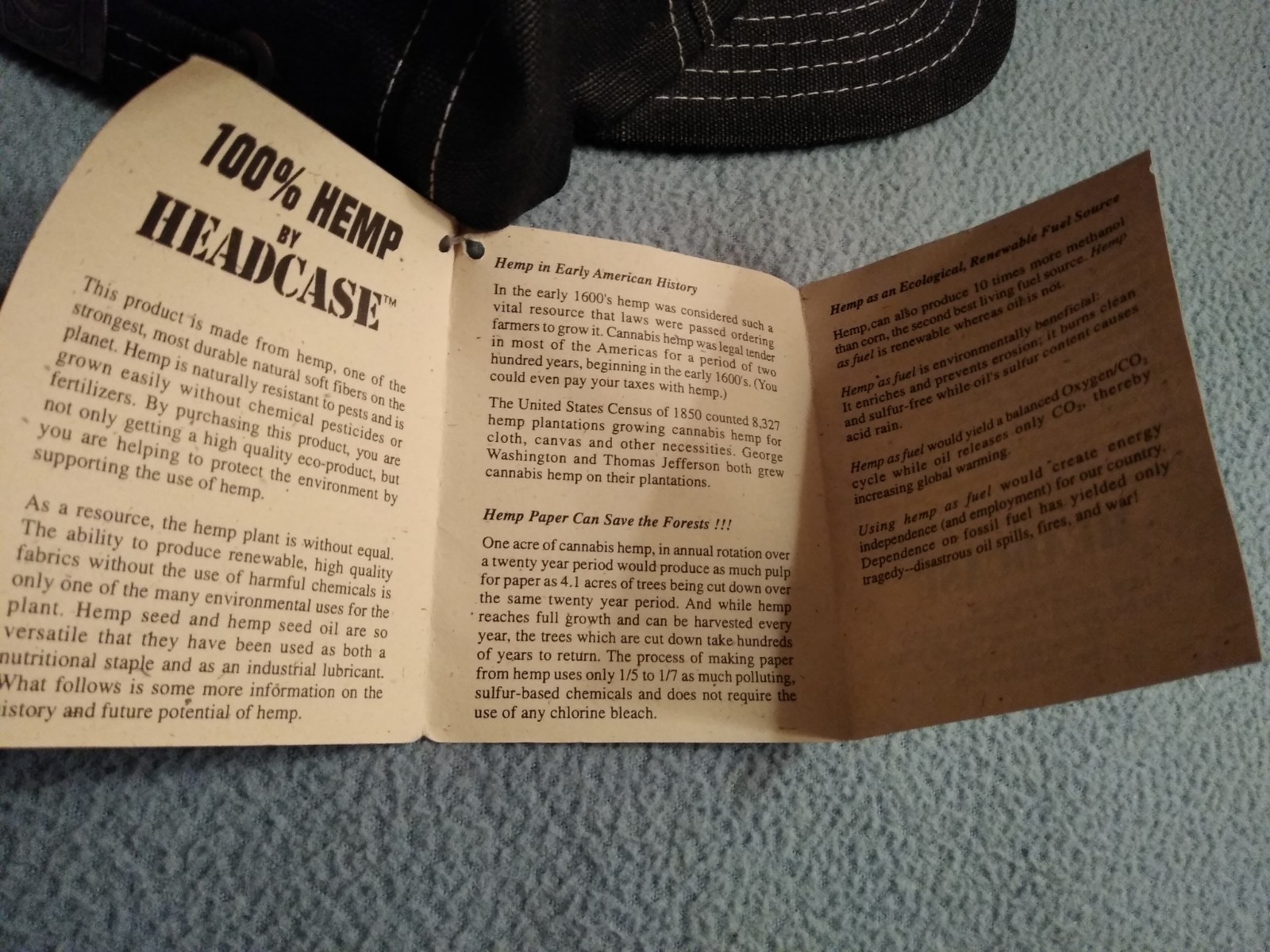Baseball Hat Cap 100% HEMP HEADCASE VINTAGE NWT 420