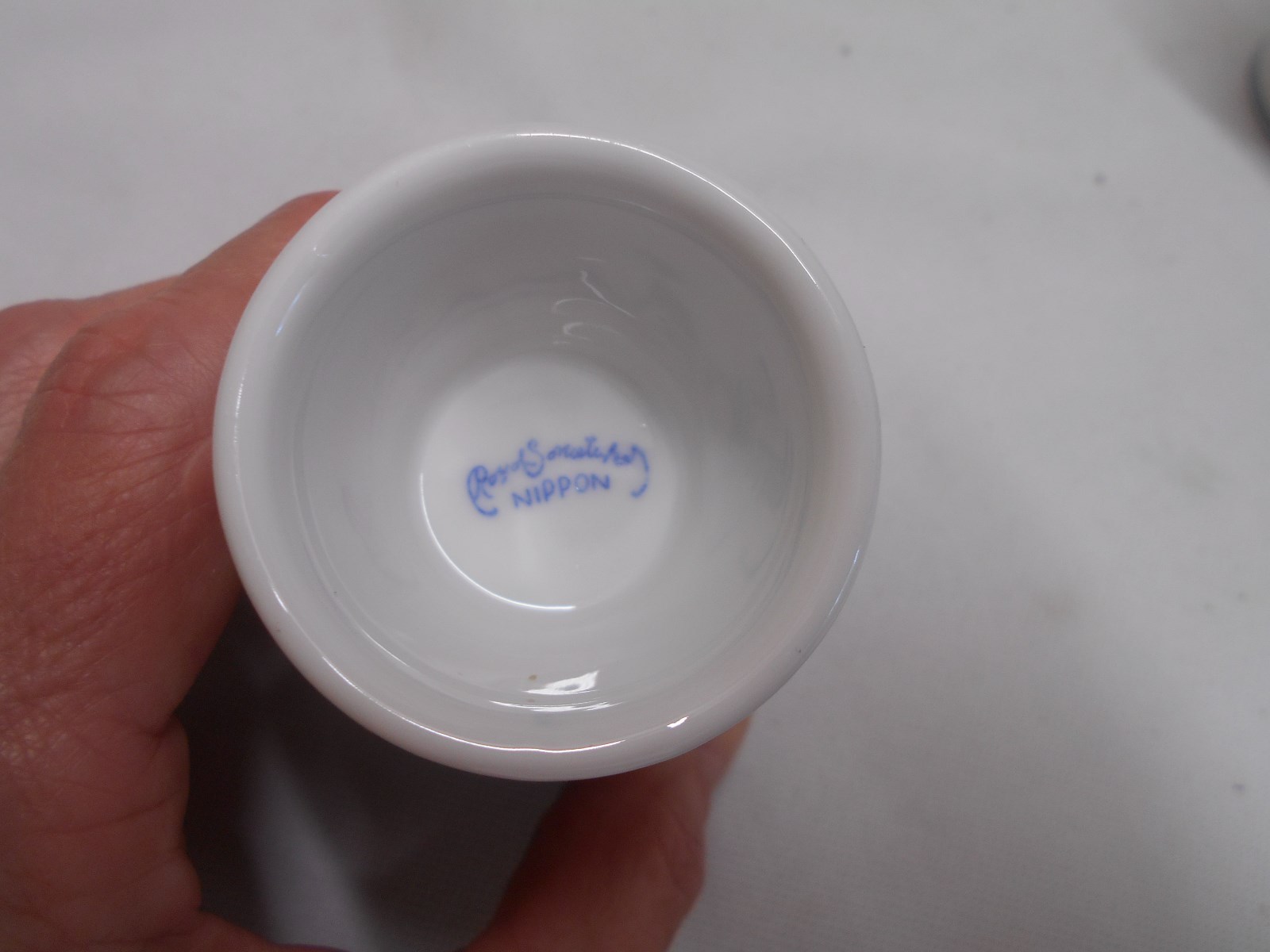 3 vintage blue & white Royal Sometuke Nippon egg cups