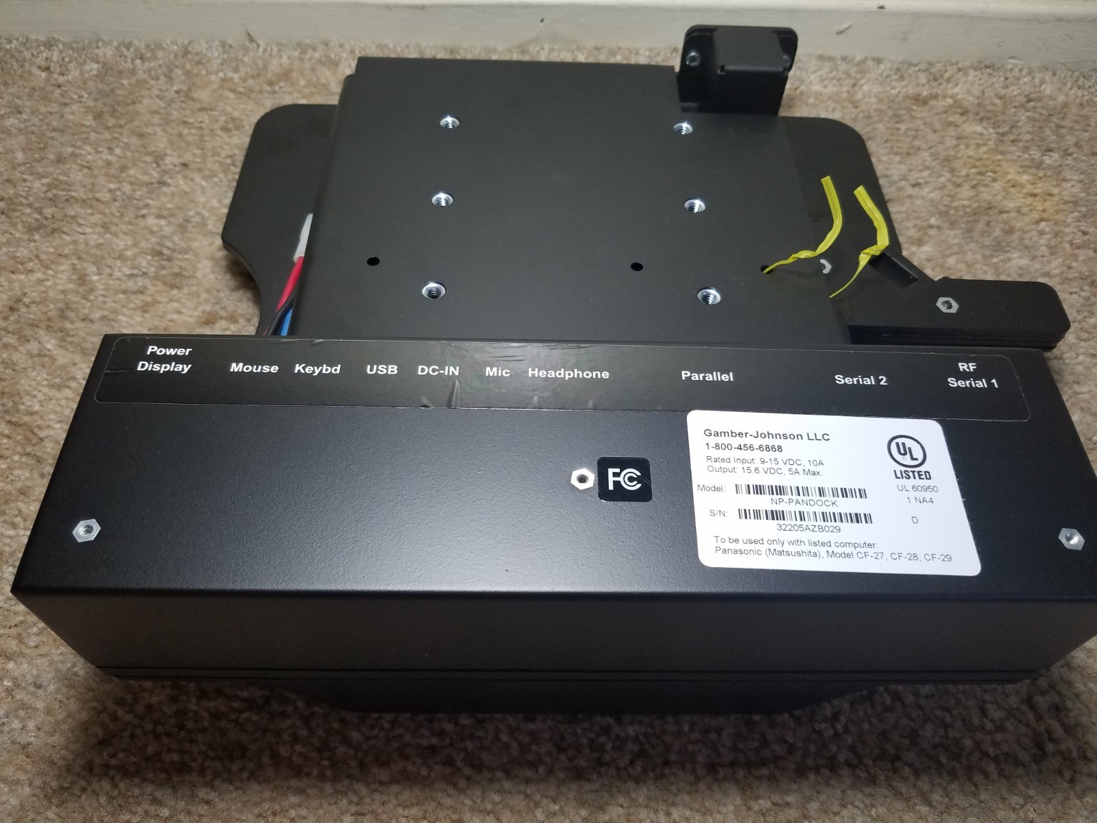 GAMBER JOHNSON NP-PANDOCK DOCKING STATION FOR PANASONIC TOUGHBOOK CF 27/28/29