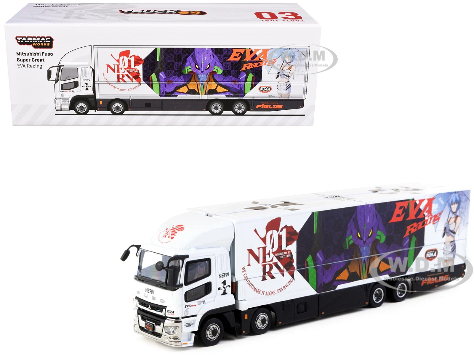 MITSUBISHI FUSO TRUCK W/TRANSPORTER EVA RACING 1/64 TARMAC