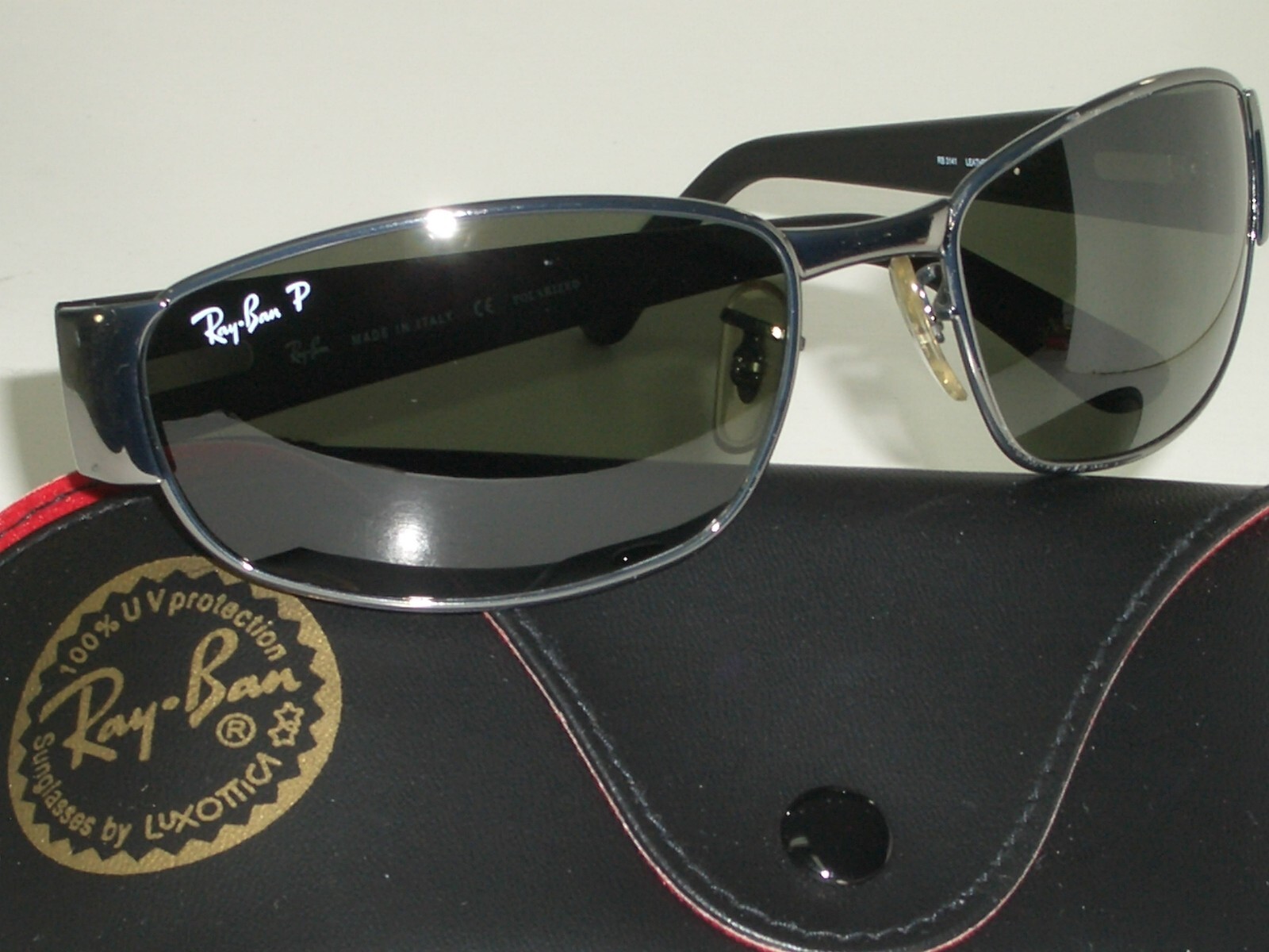【美品】Ray-Ban レイバン サングラス メタルフレーム RB3141 RAY BAN RB3141 LEATHER II 60[]18mm GUNMETAL POLARIZED SPORT