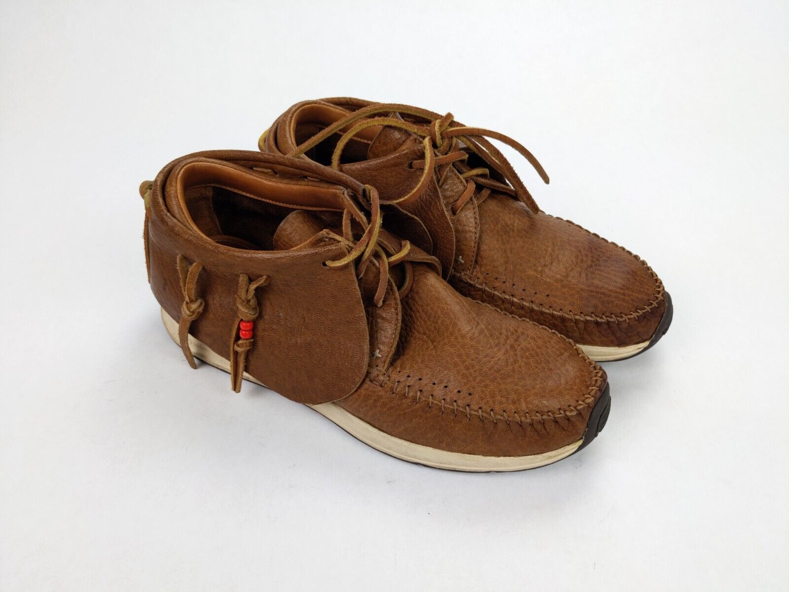 VISVIM FBT Men's Sz 9.5 LHAMO-FOLK Sneakers Brown Red Deer Leather Japan VISVIM FBT Men's Sz 9.5 LHAMO-FOLK Sneakers Brown Red Deer Leather Japan